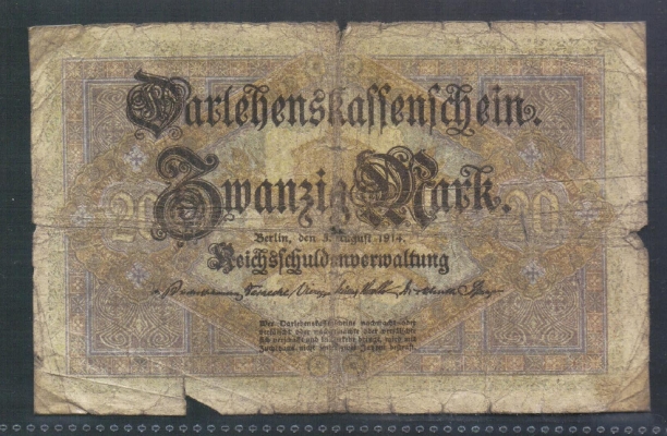 Deutsches Reich Kassenschein 20 Mark 1914