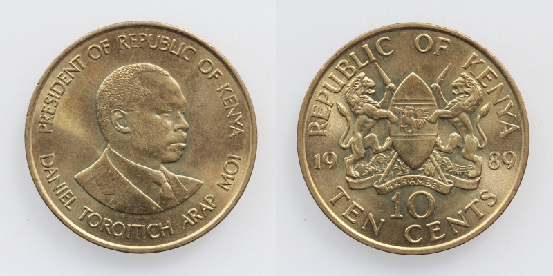 Kenya Daniel Toroitich Arap Moi 10 Cents 1989