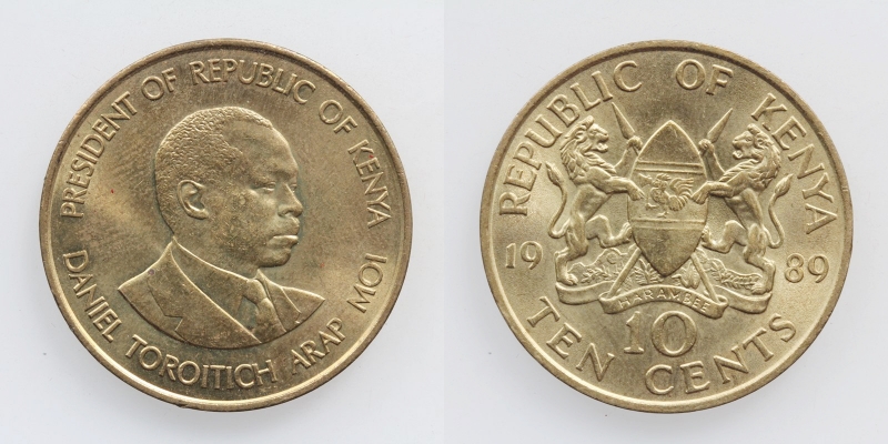 Kenya Daniel Toroitich Arap Moi 10 Cents 1989