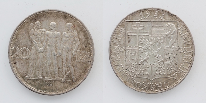 Tschechoslowakei 20 Korun 1933