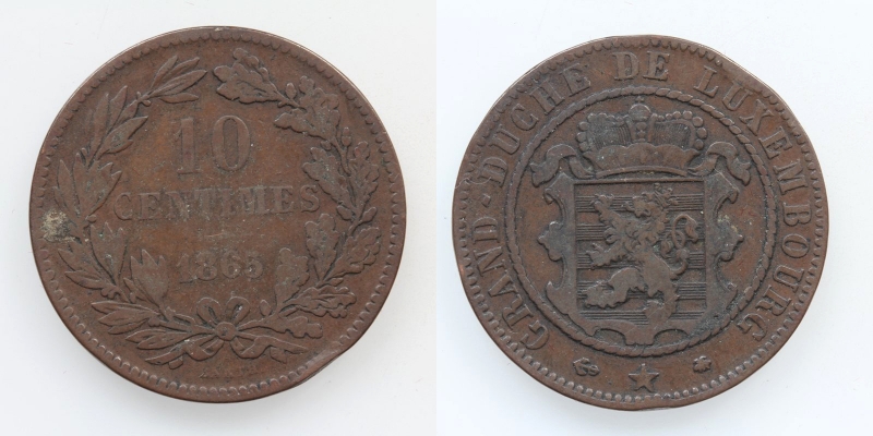 Luxemburg 10 Centimes 1863