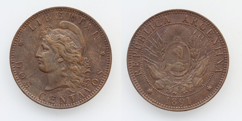 Argentinien 2 Centavos 1891