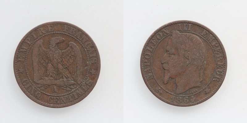 Frankreich 5 Centimes 1864 A Paris