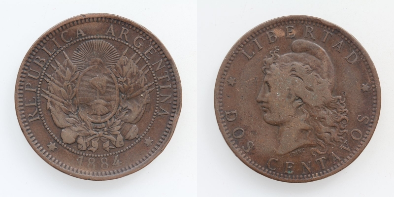 Argentinien 2 Centavos 1884