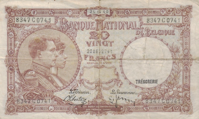 Belgien 20 Francs 1940