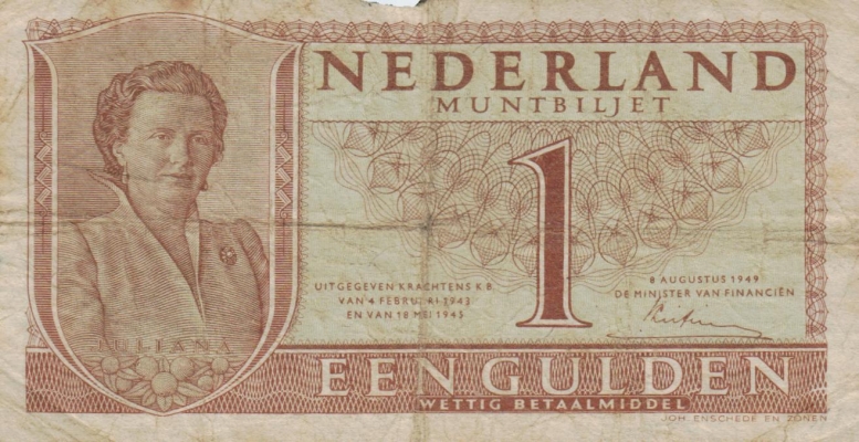 Niederlande Juliana 1 Gulden 1949