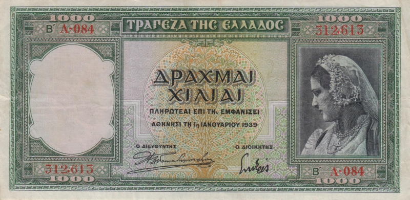 Griechenland 1000 Drachmai 1939