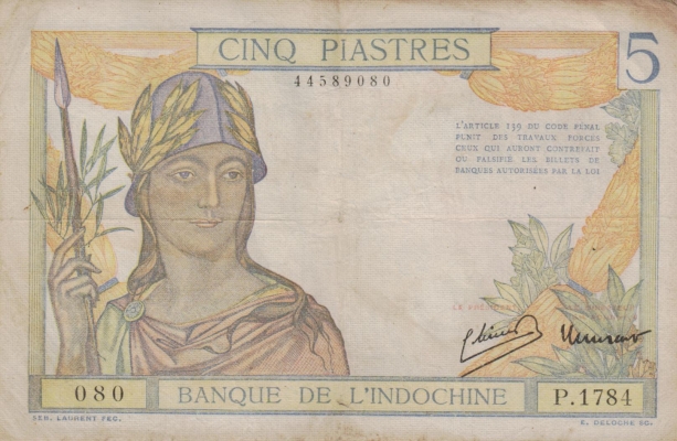 Frankreich Indo-China 5 Piastres o.D. 1946