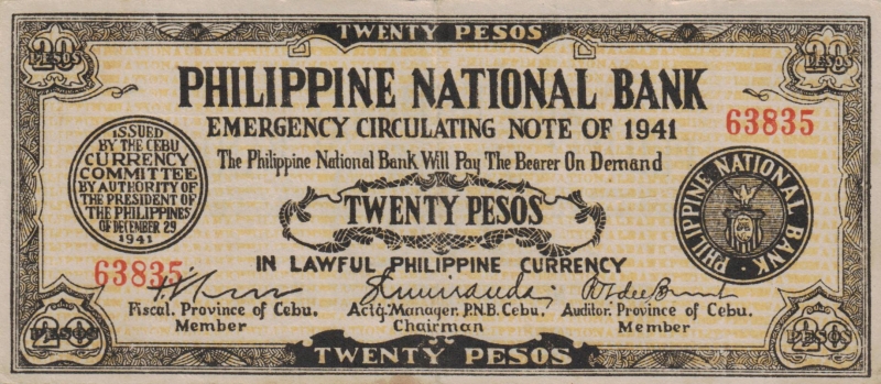 Philippinen 20 Pesos 1941 Emergency Note