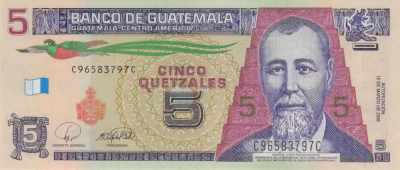Guatemala 5 Quetzales 2008