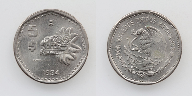 Mexiko 5 Pesos 1984 Mexico City