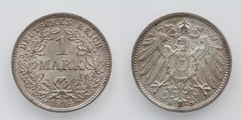 Deutsches Reich 1 Mark 1914 D