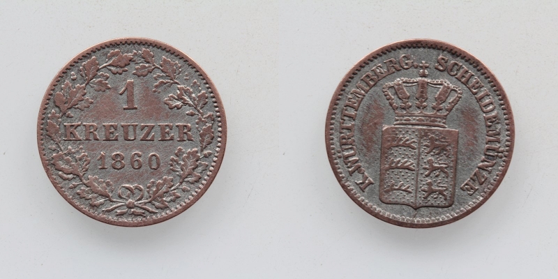 Württemberg Wilhelm I. 1 Kreuzer 1860