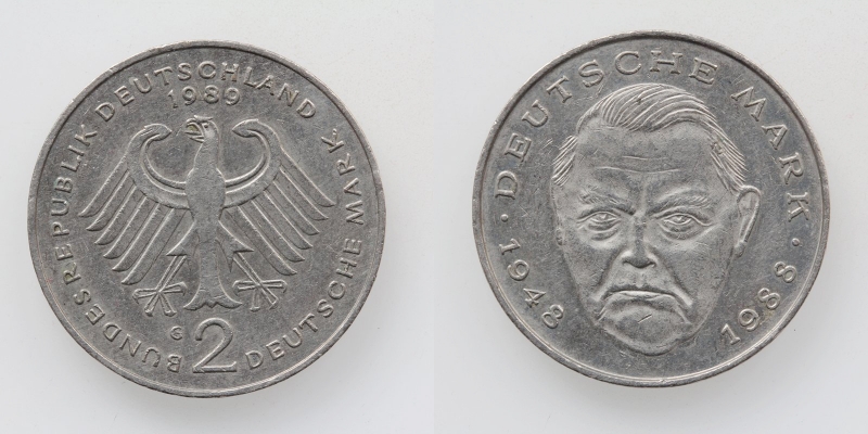 Deutschland 2 Mark 1989 G Ludwig Erhard