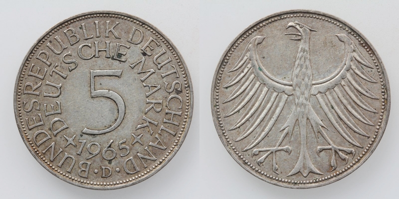 Deutschland 5 Mark 1965 D Silber