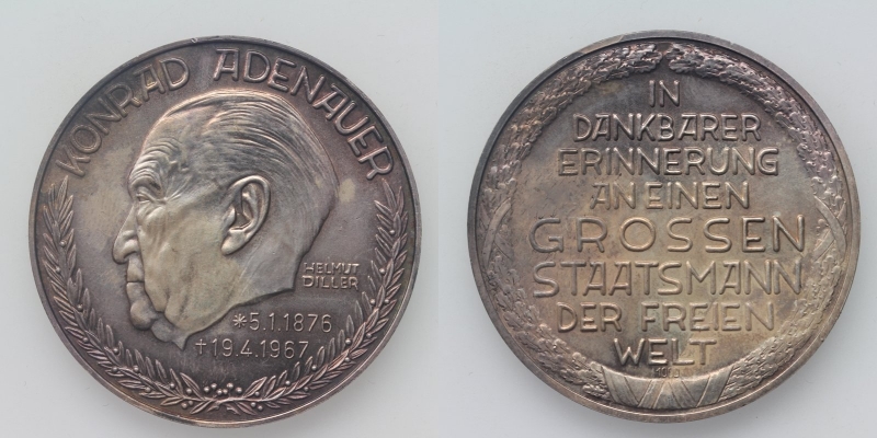 Silbermedaille Konrad Adenauer 1967 von H. Diller