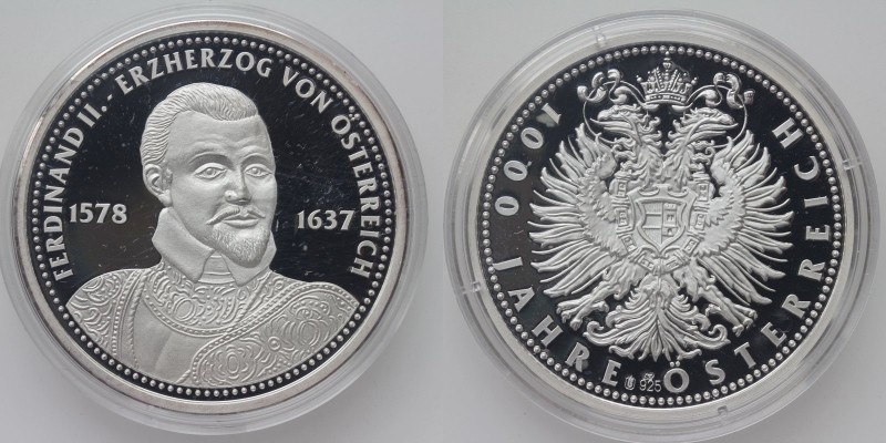 Silbermedaille 1000 Jahre Österreich 1996 Ferdinand II.