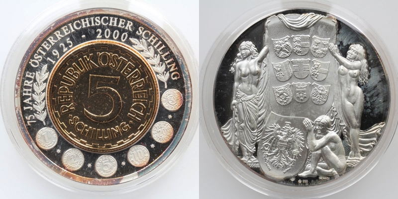 Silbermedaille 75 Jahre Österreichischer Schilling 2000 Silber 999