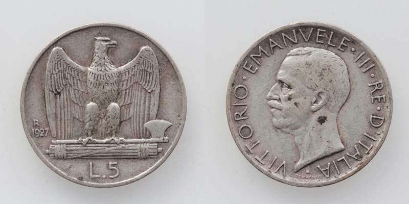 Italien Vittorio Emanuele III. 5 Lire 1927 R