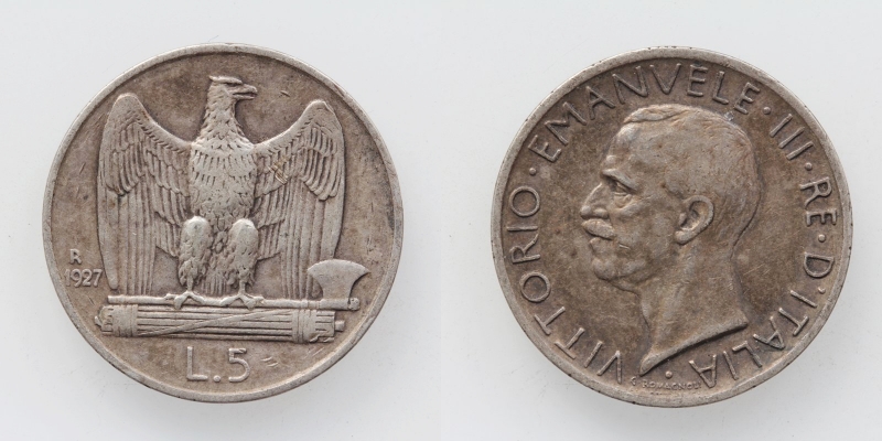 Italien Vittorio Emanuele III. 5 Lire 1927 R