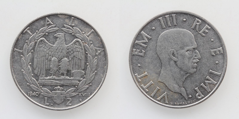 Italien Vittorio Emanuele III. 2 Lire 1940 R