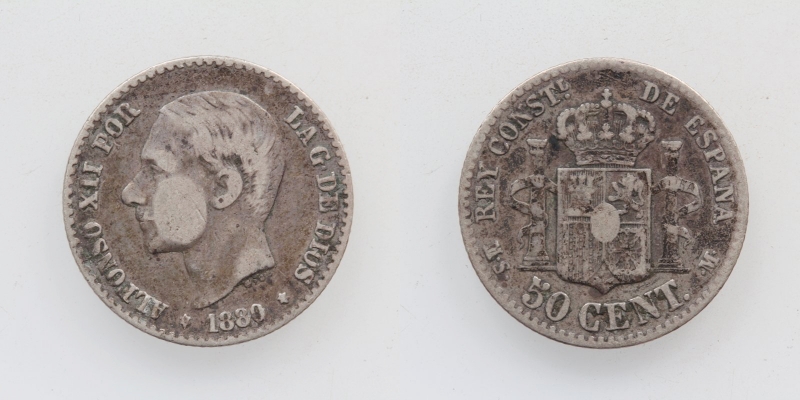 Spanien Alfonso XII. 50 Centavos 1880