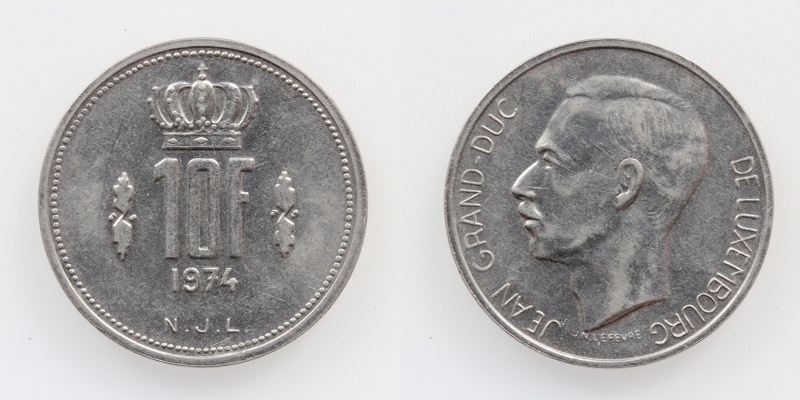 Luxemburg Jean 10 Francs 1974
