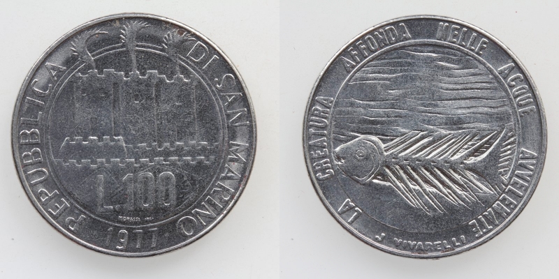 San Marino 100 Lire 1977 Fisch