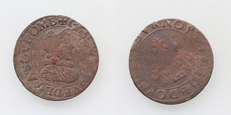 Frankreich Double Tournois 1630 Trévoux Münze Gaston d'Orléans