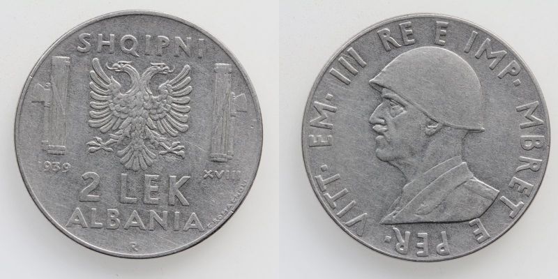 Albanien Vittorio Emanuele III. 2 Lek 1939 R