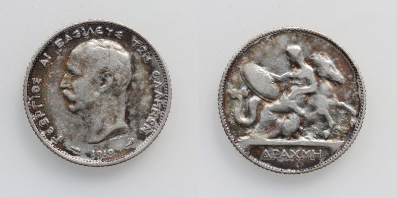 Griechenland Georg I. 1 Drachme 1910 Silber