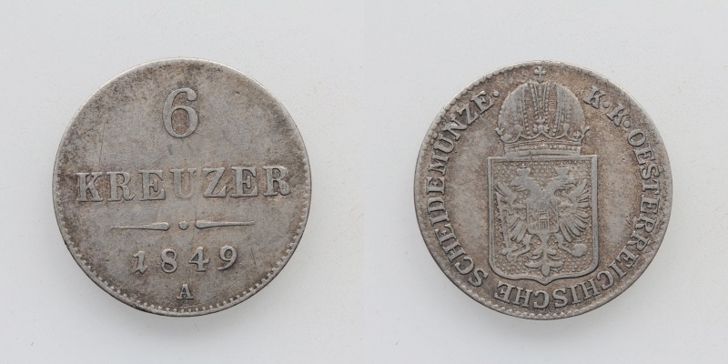 Franz Joseph I. 6 Kreuzer 1849 A Wien