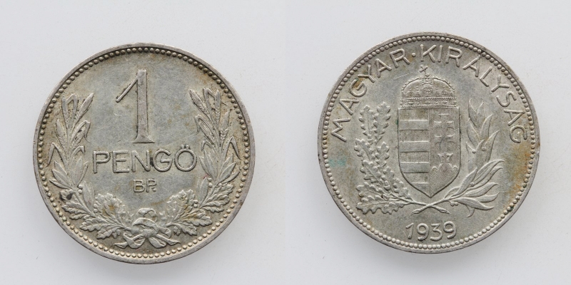Ungarn 1 Pengö 1939 BP. Silber