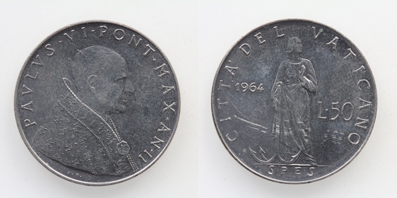 Vatikan Paul VI. 50 Lire 1964