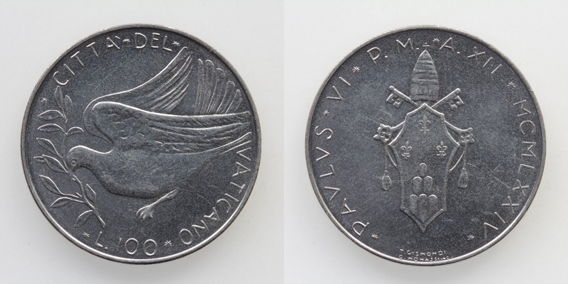 Vatikan Paul VI. 100 Lire 1974