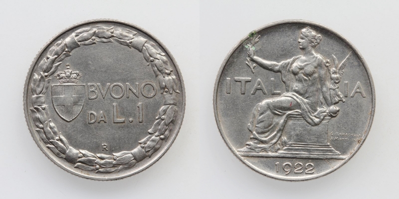 Italien Vittorio Emanuelle III. 1 Lira 1922 R