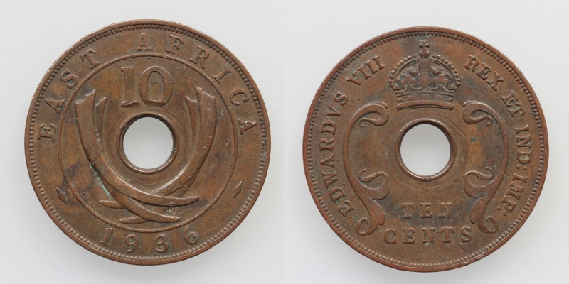 Britisch Ostafrika Edward VIII. 10 Cents 1936