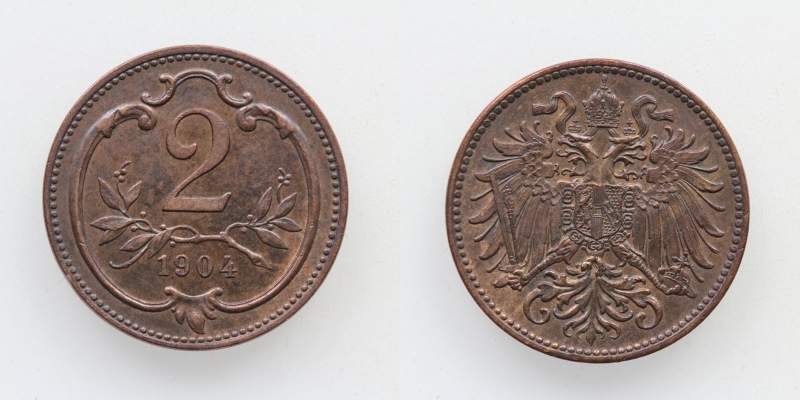 Österreich/Ungarn Franz Joseph I. 2 Heller 1904