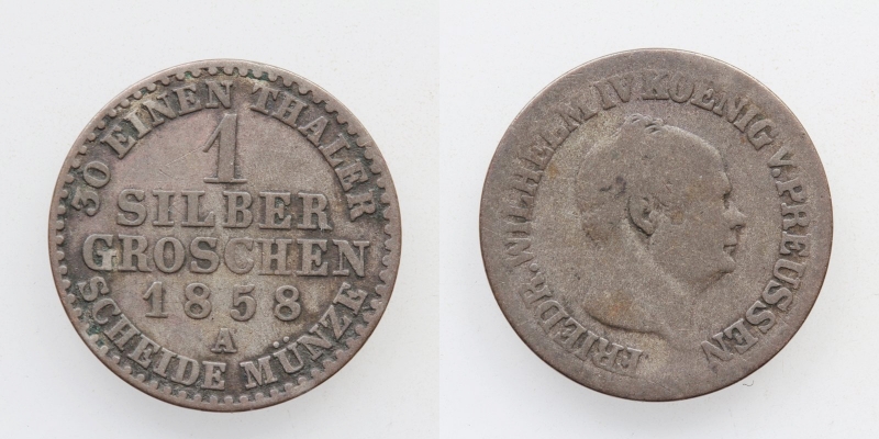 Brandenburg-Preussen Friedrich Wilhelm IV. 1 Silbergroschen 1858 A