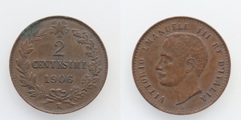 Italien Vittorio Emanuele III. 2 Centesimi 1906 R