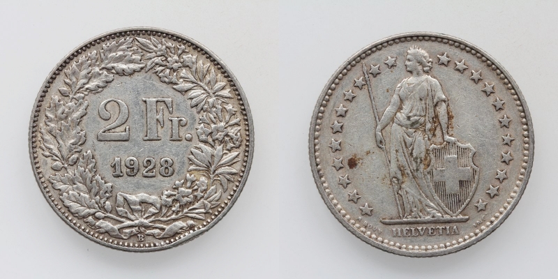 Schweiz 2 Franken 1928 B