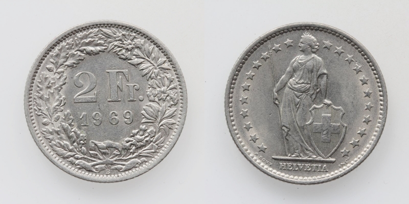 Schweiz 2 Franken 1969 B