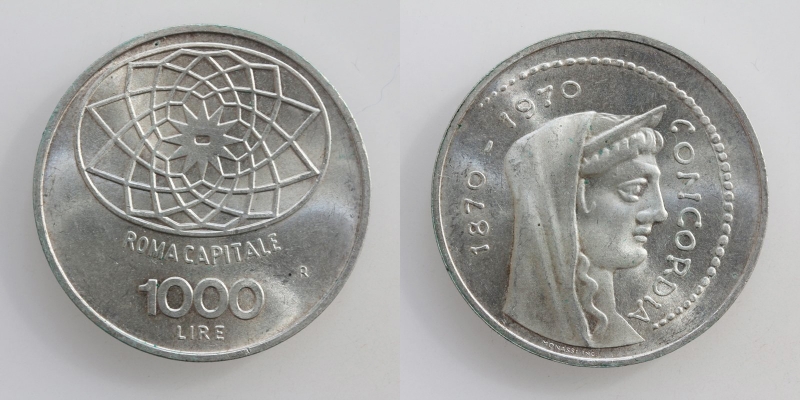 Italien 1000 Lire 1970 R Silber