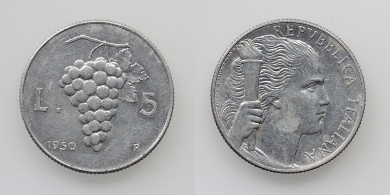 Italien Republik 5 Lire 1950 R