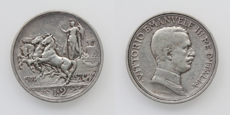 Italien Vittorio Emanuele III. 2 Lire 1914 R