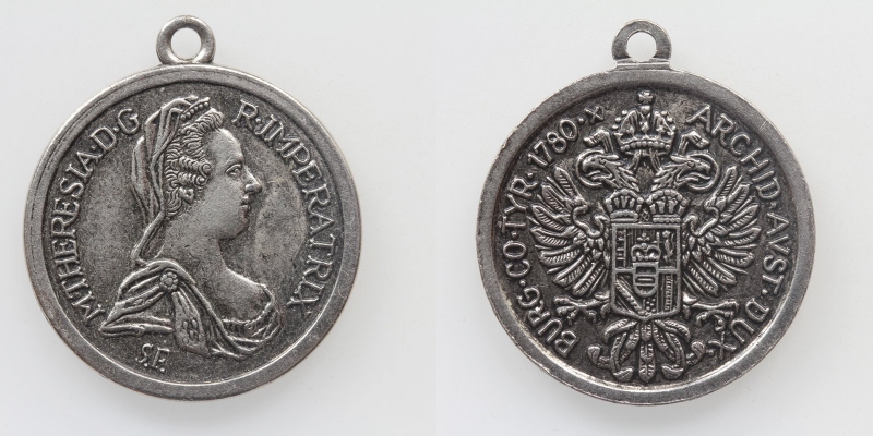 AG-Medaille Maria Theresia 1780 mit Original Henkel