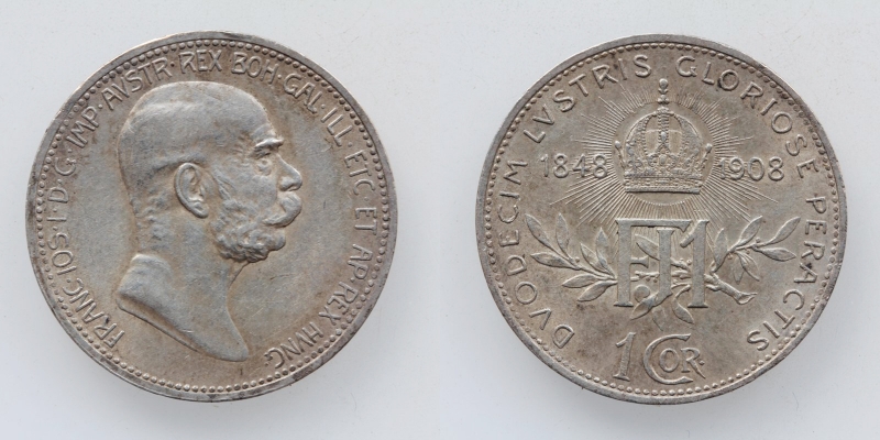 Österreich-Ungarn Franz Joseph I. 1 Krone 1908 Jubiläum