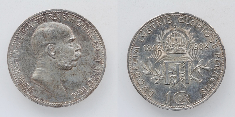 Österreich-Ungarn Franz Joseph I. 1 Krone 1908 Jubiläum