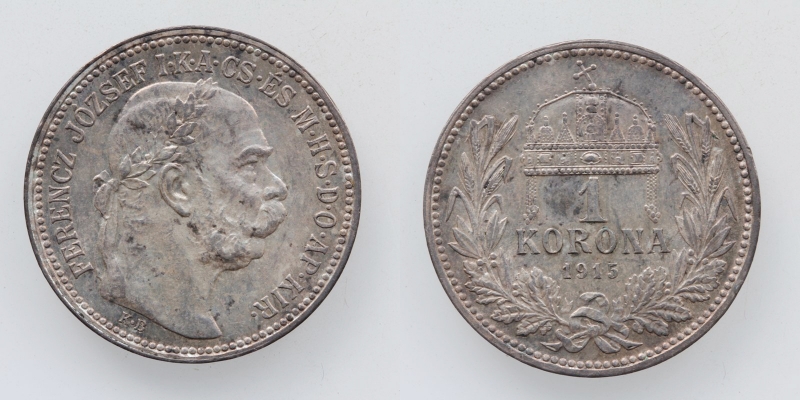 Österreich-Ungarn Franz Joseph I. 1 Korona 1915 KB Kremnitz