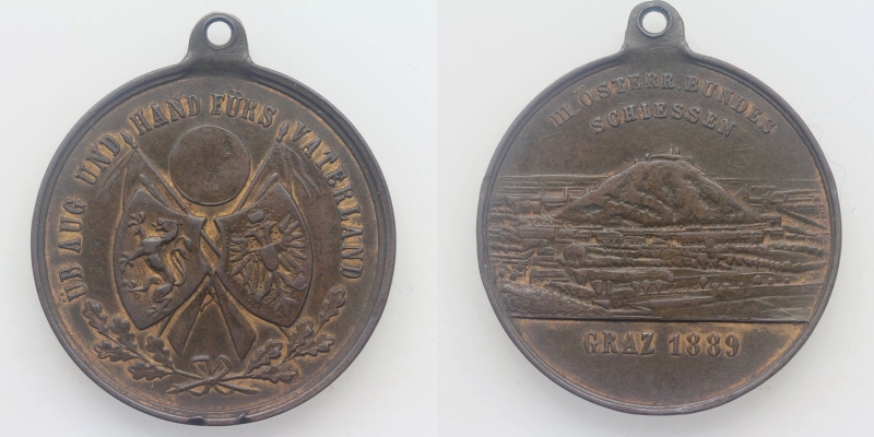 AE-Schützenmedaille 1889 III. Österr. Bundesschiessen Graz